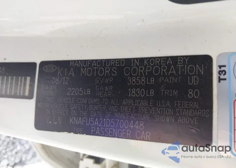 2013 Kia Forte Ex z USA, uszkodzony, nr VIN KNAFU5A21D5700448